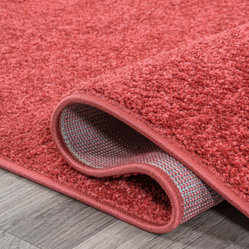 Haze Solid Low-pile Area Rug Red